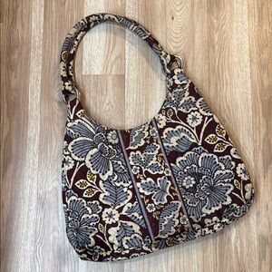 Vera Bradley Brown and Cream Shoulder Bag with Exotic Print